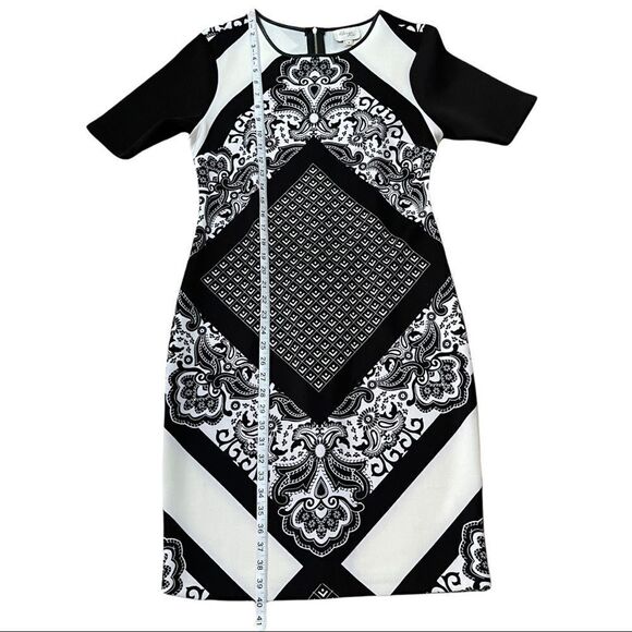 Beige by eci B&W Mixed Print Scuba Sheath Dress Size 8 - Picture 14 of 14